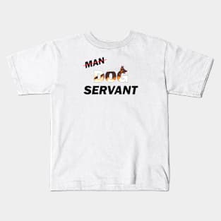 Man Dog Servant - German Shepherd oil painting word art Kids T-Shirt